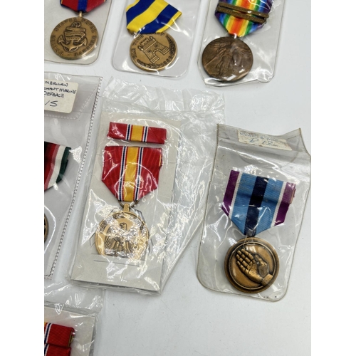 2490 - Ten United States of America medals to include WWI Victory, WWI New York Mount Vernon Service, Human... 