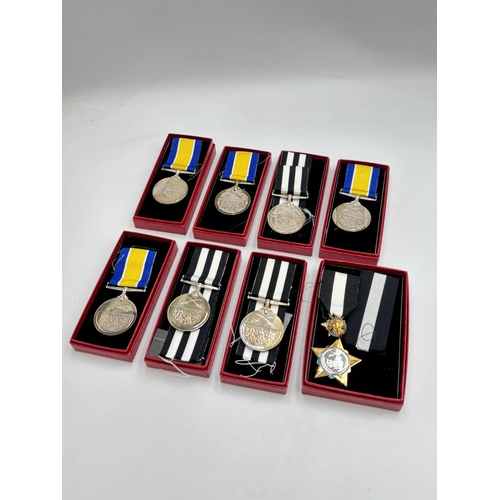 2491 - Eight boxed Sudanese silver Service medals, four army and four police - approx. gross weight 280g