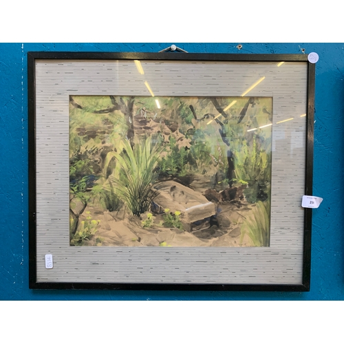 A mid 20th century Roger Sumner watercolour of a garden scene - approx ...