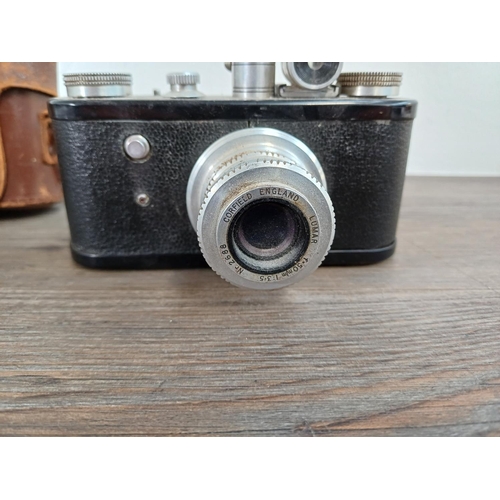 21 - A cased 1950s K.G. Corfield Ltd. Periflex (second version) 35mm viewfinder camera fitted with 39mm s... 