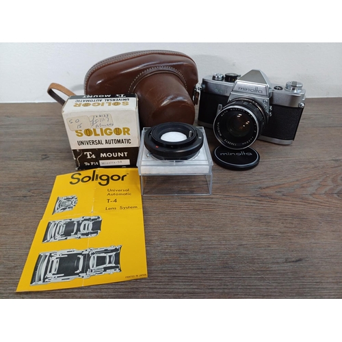 26 - A cased late 1950s/early 1960s Chiyoda Kogaku Minolta SR-1 (second version) 35mm SLR camera fitted w... 