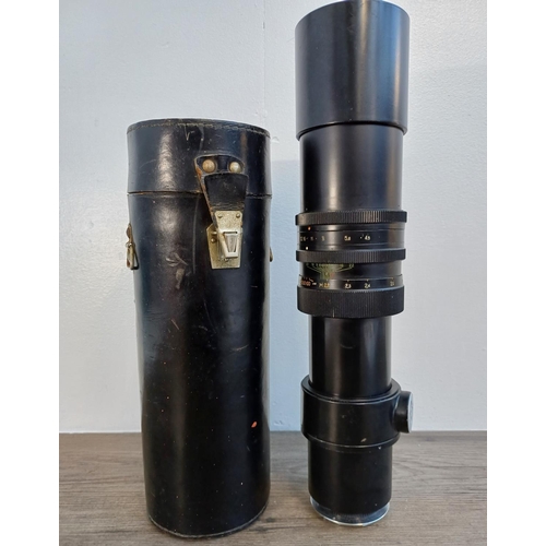 57 - A cased ZOMZ Tair-3 1:4.5/300A telephoto lens - made in U.S.S.R.