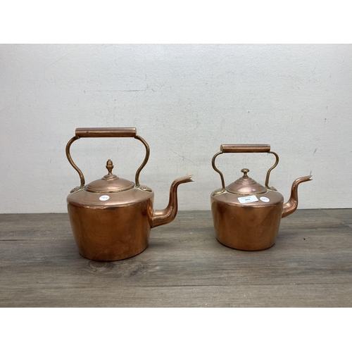 293 - Two Victorian copper kettles - largest approx. 26cm high