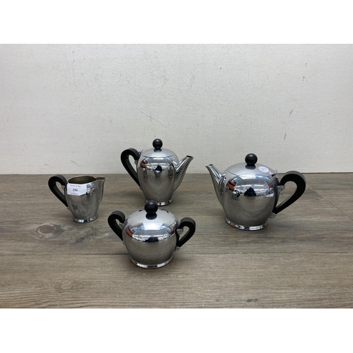 296 - A mid 20th century Italian Alessi Alfra stainless steel four piece coffee set