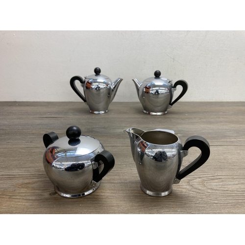 296 - A mid 20th century Italian Alessi Alfra stainless steel four piece coffee set