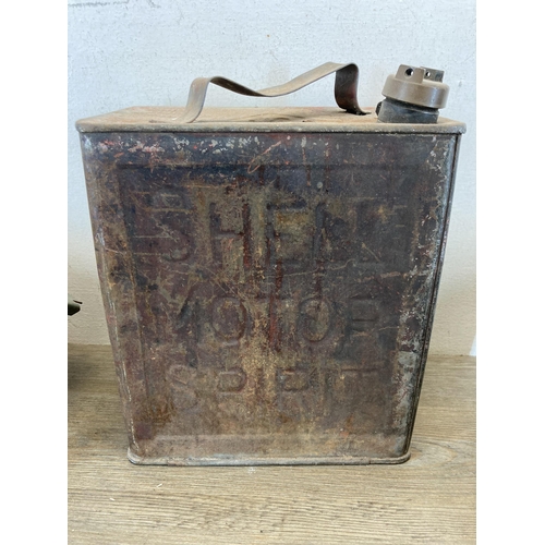 300 - A collection of metalware to include mid 20th century Shell Motor Spirit oil can, two military ammun... 