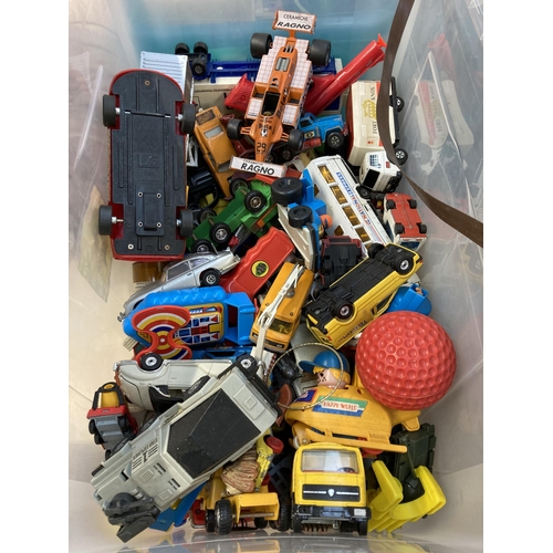 314 - A collection of toys to include 1980s New Bright Morgan TR2 talking robot, Lone Star cap gun, diecas... 