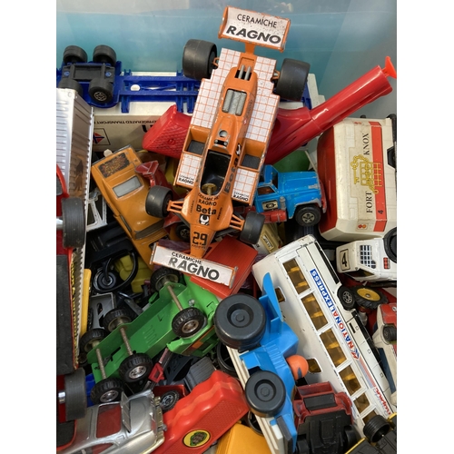 314 - A collection of toys to include 1980s New Bright Morgan TR2 talking robot, Lone Star cap gun, diecas... 