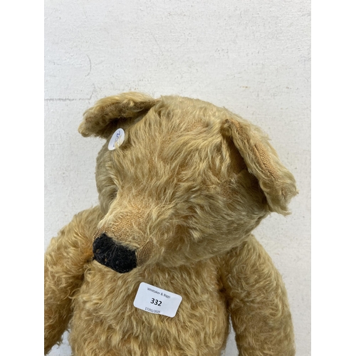 332 - A vintage blonde mohair articulated teddy bear - approx. 53cm high