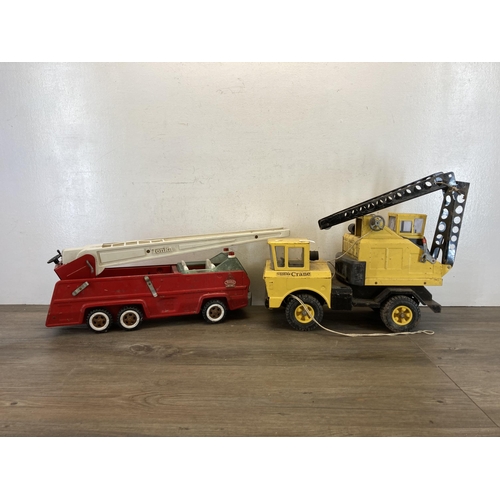 337 - Two vintage Tonka model vehicles, one crane and one fire truck