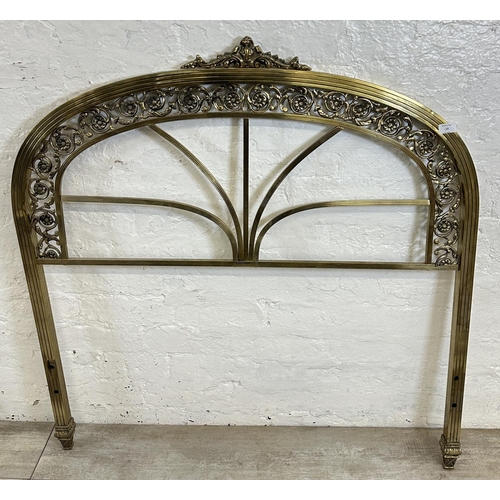 10 - A 19th century style brass single bed headboard and footboard