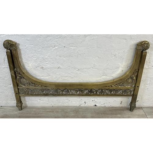 10 - A 19th century style brass single bed headboard and footboard