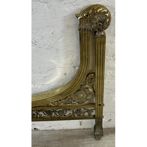 10 - A 19th century style brass single bed headboard and footboard