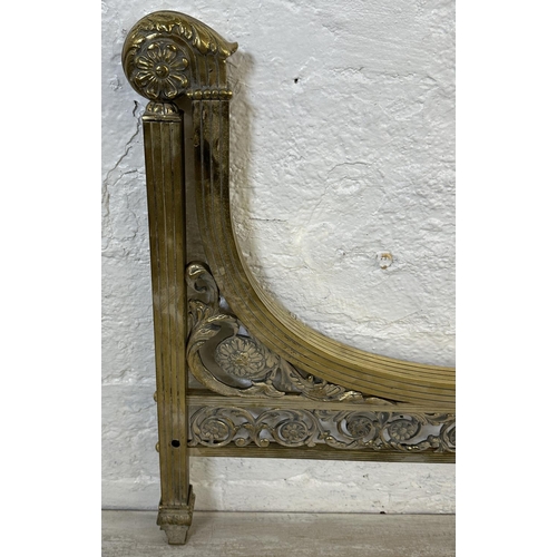 10 - A 19th century style brass single bed headboard and footboard