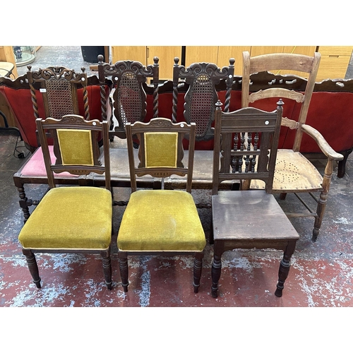 154 - Seven late 19th/early 20th century dining chairs