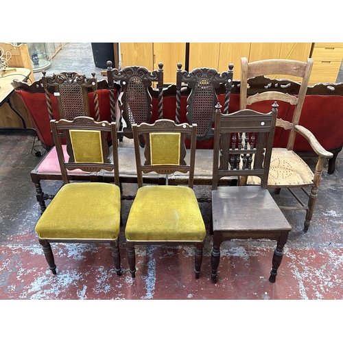 154 - Seven late 19th/early 20th century dining chairs