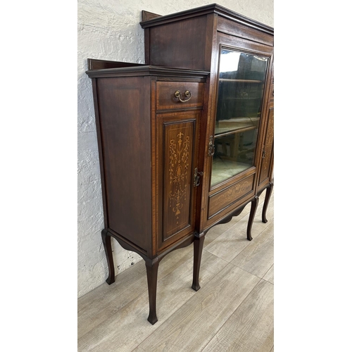 171 - An Edwardian inlaid mahogany display cabinet - approx. 132cm high x 128cm wide x 36cm deep