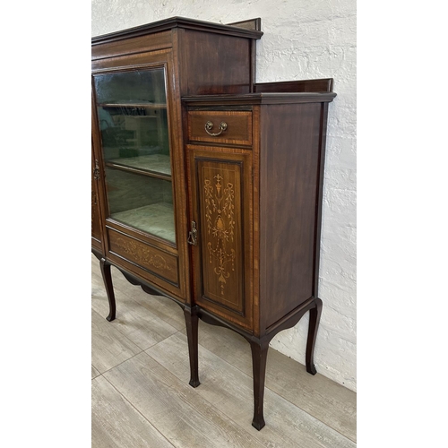 171 - An Edwardian inlaid mahogany display cabinet - approx. 132cm high x 128cm wide x 36cm deep