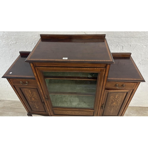 171 - An Edwardian inlaid mahogany display cabinet - approx. 132cm high x 128cm wide x 36cm deep