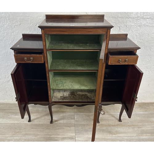 171 - An Edwardian inlaid mahogany display cabinet - approx. 132cm high x 128cm wide x 36cm deep