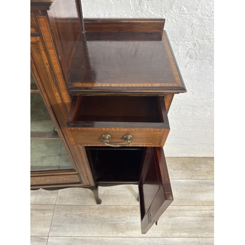 171 - An Edwardian inlaid mahogany display cabinet - approx. 132cm high x 128cm wide x 36cm deep