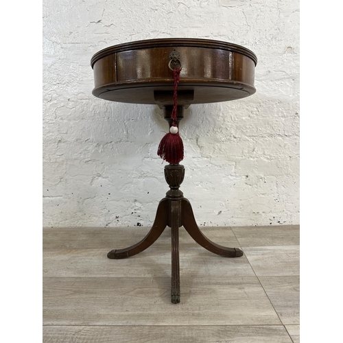 175 - An American Imperial of Grand Rapids mahogany drum table - approx. 67cm high x 52cm diameter