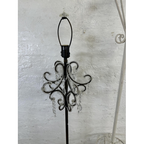 25 - Three pieces of furniture, one white painted wrought metal coat stand with heart motifs - approx. 18... 