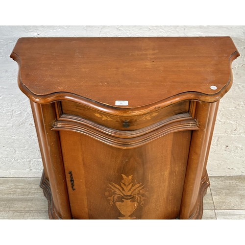 27 - An Italian Sorrento inlaid walnut serpentine sideboard - approx. 91cm high x 85cm wide x 43cm deep