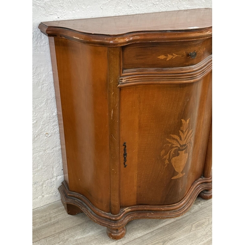 27 - An Italian Sorrento inlaid walnut serpentine sideboard - approx. 91cm high x 85cm wide x 43cm deep