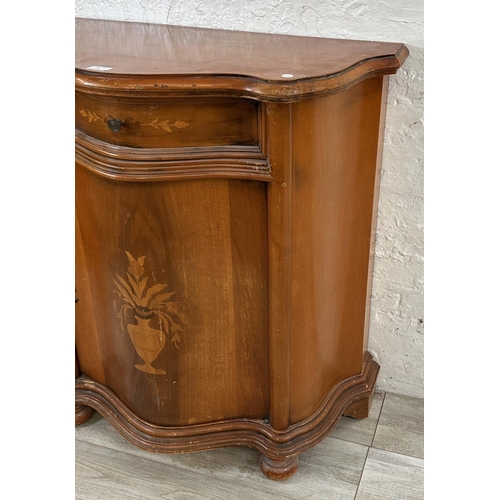 27 - An Italian Sorrento inlaid walnut serpentine sideboard - approx. 91cm high x 85cm wide x 43cm deep