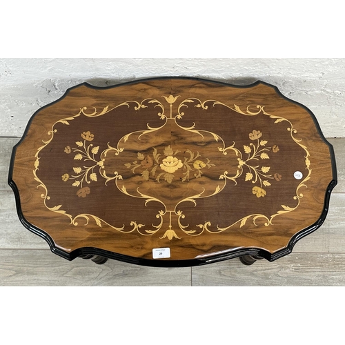 29 - An Italian Sorrento marquetry inlaid walnut and ebonised serpentine side table - approx. 44cm high x... 