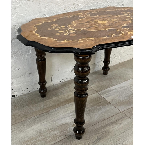 29 - An Italian Sorrento marquetry inlaid walnut and ebonised serpentine side table - approx. 44cm high x... 