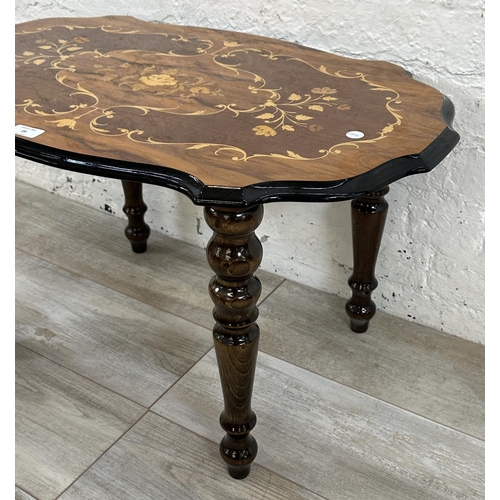 29 - An Italian Sorrento marquetry inlaid walnut and ebonised serpentine side table - approx. 44cm high x... 