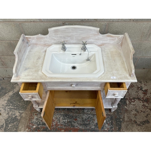 36 - A Victorian style white painted pine wash stand with fitted Savoy ceramic sink - approx. 96cm high x... 