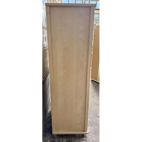 44B - A modern beech effect double wardrobe - approx. 182cm high x 96cm wide x 54cm deep