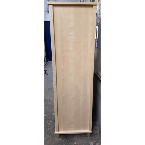 44B - A modern beech effect double wardrobe - approx. 182cm high x 96cm wide x 54cm deep