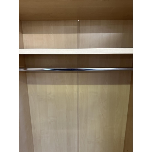 44B - A modern beech effect double wardrobe - approx. 182cm high x 96cm wide x 54cm deep