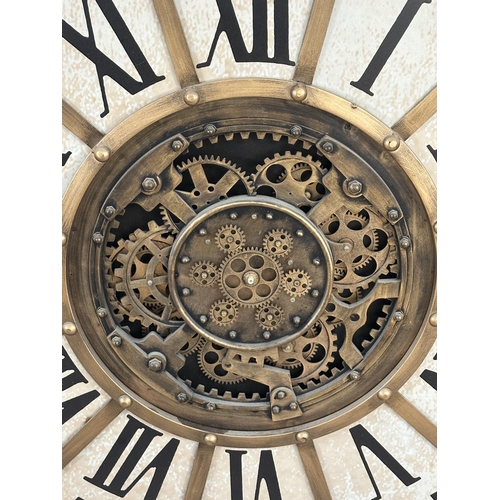 45 - A 19th century style bronzed metal framed quartz circular wall clock - approx. 97cm diameter