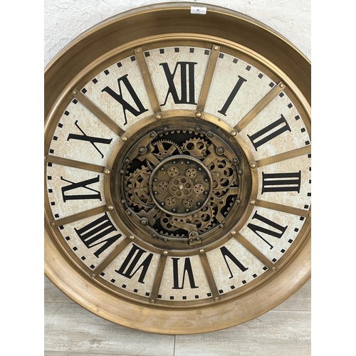 45 - A 19th century style bronzed metal framed quartz circular wall clock - approx. 97cm diameter