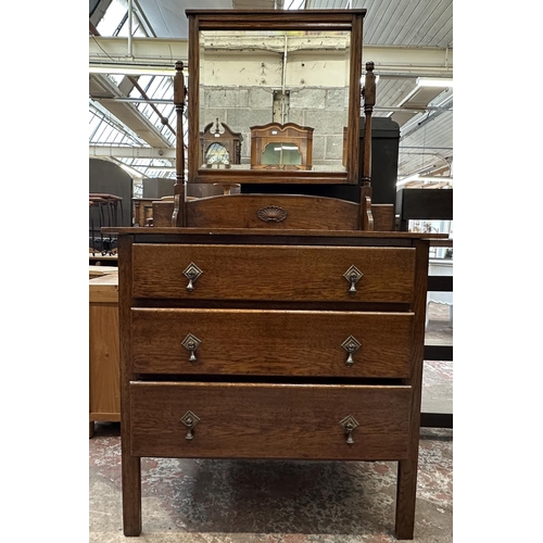 51 - An early 20th century oak dressing chest - approx. 153cm high x 84cm wide x 45cm deep