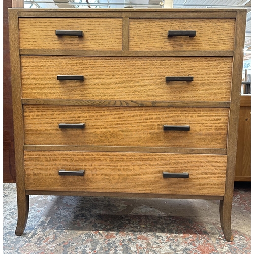 53 - A mid 20th century oak chest of drawers - approx. 95cm high x 91cm wide x 49cm deep