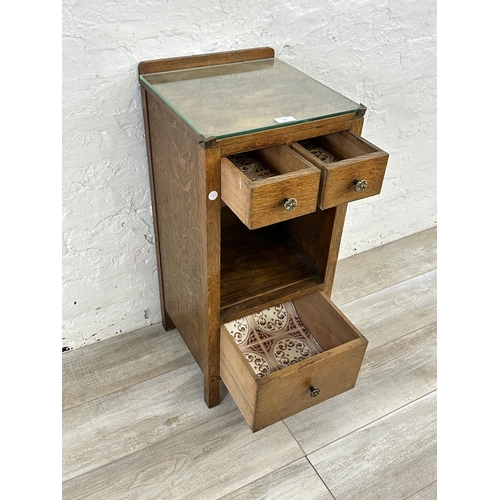 54 - A 1930s oak bedside cabinet - approx. 79cm high x 36cm wide x 35cm deep