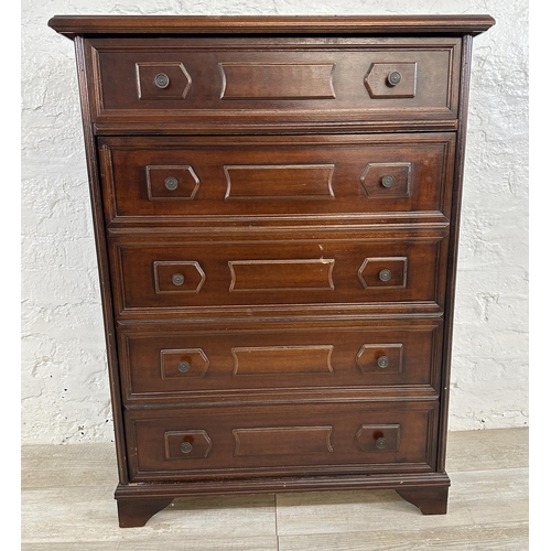 56 - A mahogany chest of drawers - approx. 102cm high x 77cm wide x 34cm deep