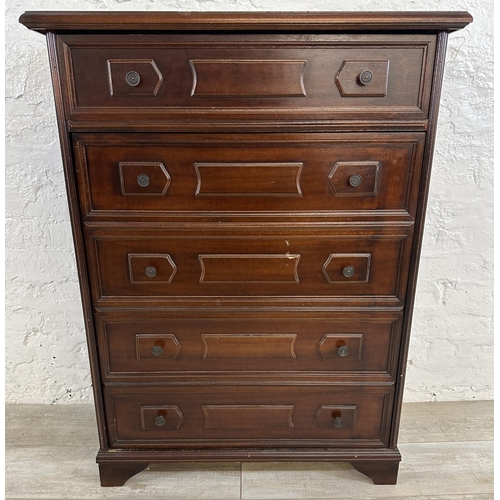 56 - A mahogany chest of drawers - approx. 102cm high x 77cm wide x 34cm deep