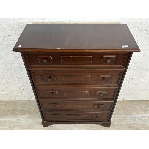 56 - A mahogany chest of drawers - approx. 102cm high x 77cm wide x 34cm deep