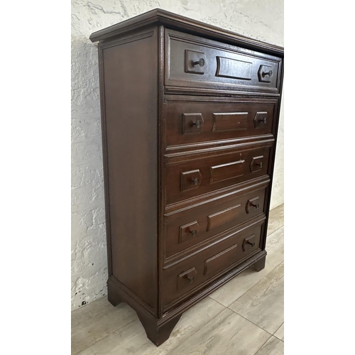 56 - A mahogany chest of drawers - approx. 102cm high x 77cm wide x 34cm deep