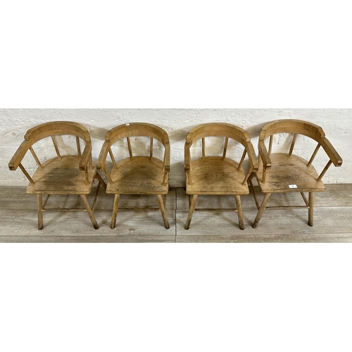 80 - Four beech spindle back child's armchairs