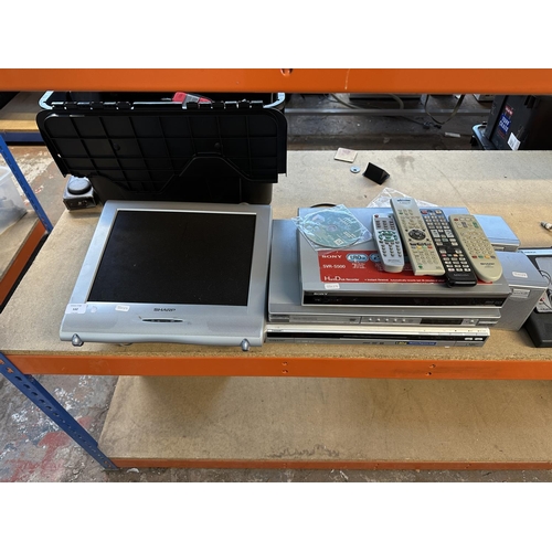 532 - A collection of items to include Sharp Monitor, Sony RDR-HX525 HDD/DVD recorder, vintage Telestars T... 