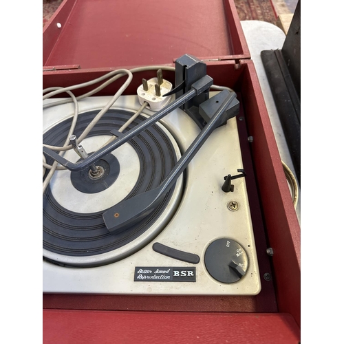 554 - A vintage Alba Solid State portable record player fitted with BSR four-speed autochanger turntable