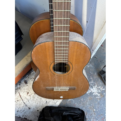 563 - Five nylon strung classical guitars to include vintage Hertz full size, Bontempi child's etc.